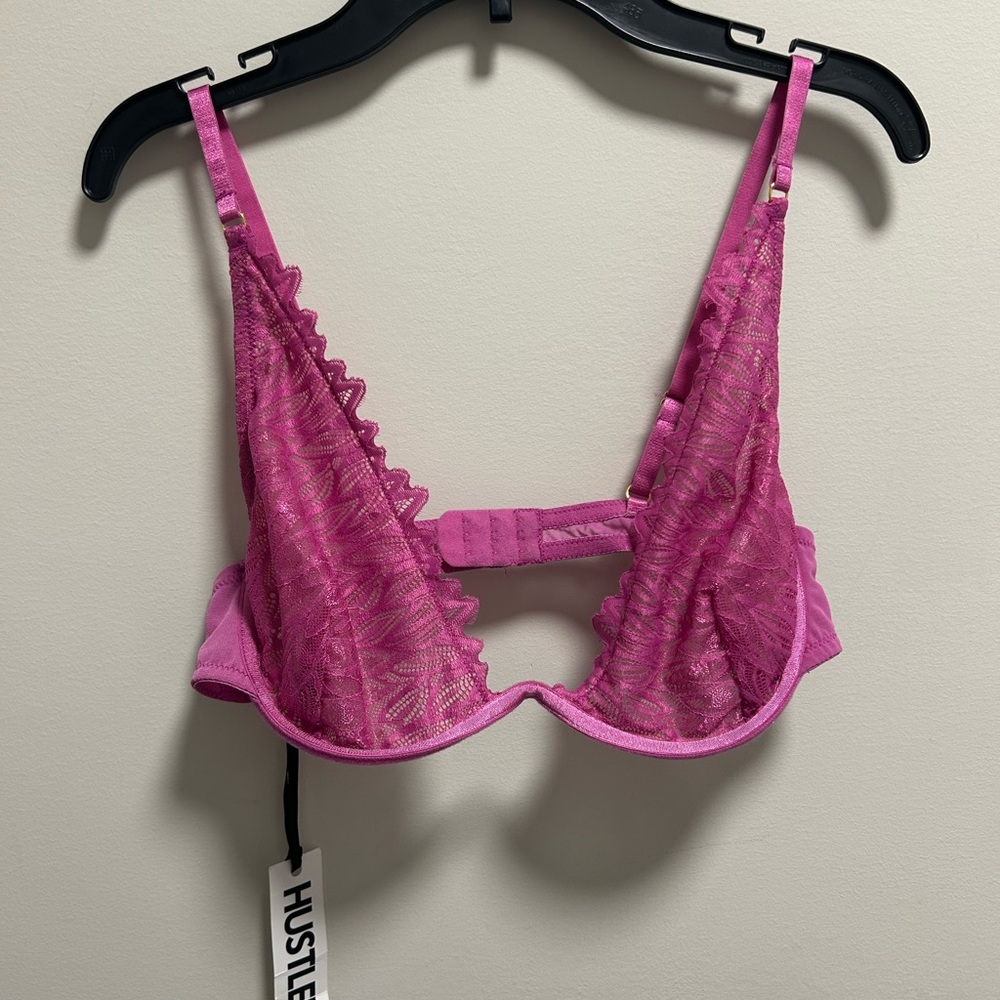 Hustler Hollywood Vibrant Pink Lace Bra